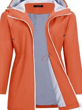 Tangerine Hooded rain jacket